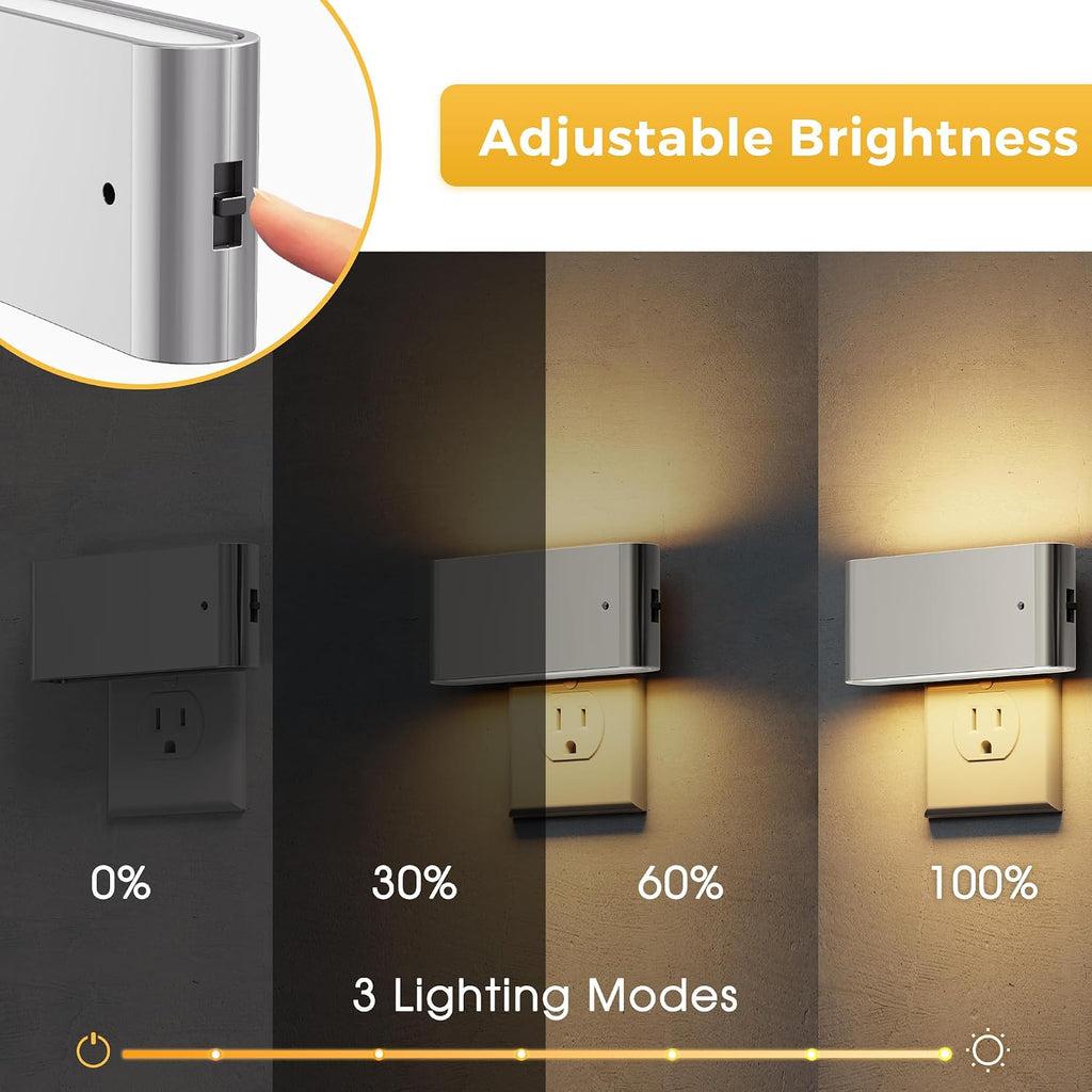 L LOHAS LED Night Light, 2 Pack Dimmable Modern LED Night Lights Plug into Wall, Dusk to Dawn Sensor Night Lights for Kid, 0-100LM 3000K…