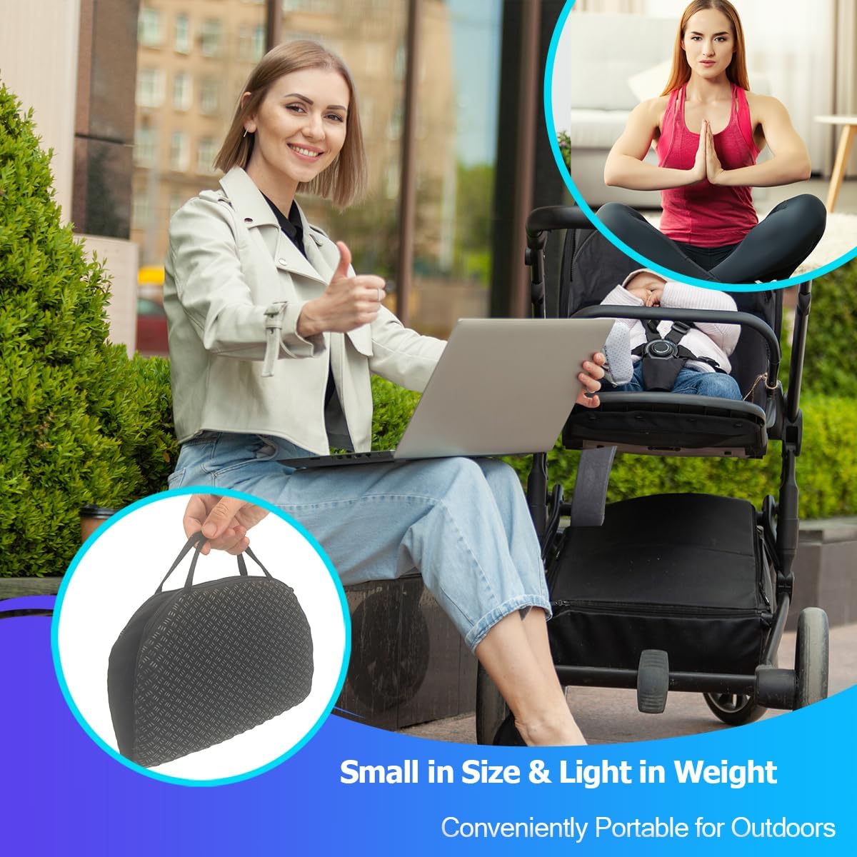 masteymoh Small Foldable Seat Cushion 0.9-Inch Thick, 14 x 9.6 Inches Portable Cooling Gel Seat Cushion for Pressure Relief, Light Seat Cus…