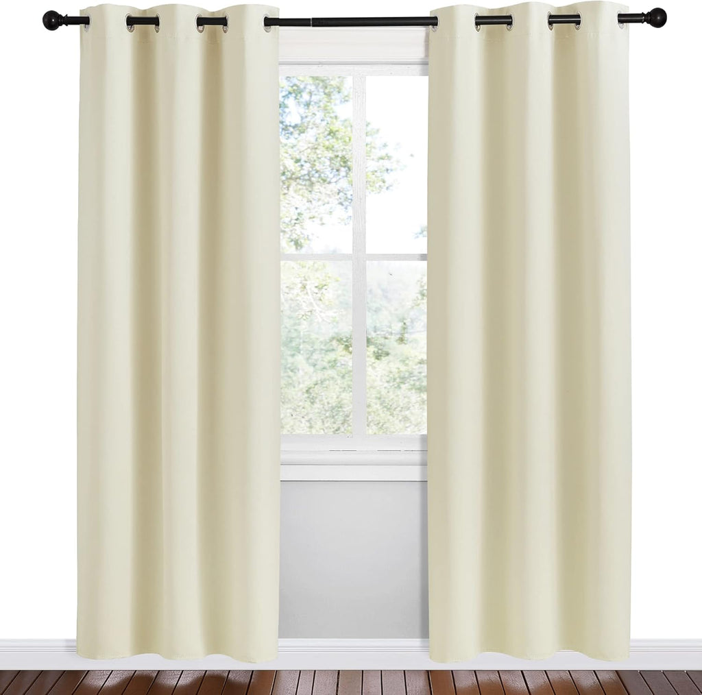 NICETOWN Kitchen Curtains for Decoration, Beige, 2 Panels, W42 x L78 inches, Thermal Insulated Grommet Room Darkening Draperies/Panels…