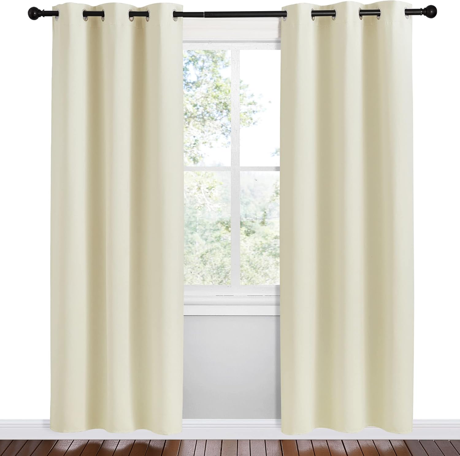 NICETOWN Kitchen Curtains for Decoration, Beige, 2 Panels, W42 x L78 inches, Thermal Insulated Grommet Room Darkening Draperies/Panels…