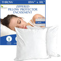 Throw Pillow Covers (Set of 2) - Square 18x18 Pillow Protectors Waterproof Hypoallergenic Dust Proof Zippered Encasement