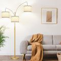 Nintiue Dimmable Floor Lamp - 3 Lights Gold Arc Floor Lamps for Living Room, 1000LM Modern Tall Standing Lamp with White Shades, Mid…