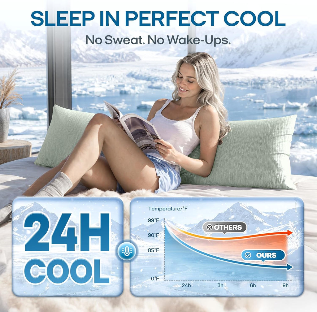 Zonli Cooling Body Pillowcase for Hot Sleepers, Breathable Body Pillow Cover, Double-Sided Cooling Fabric, Soft Silky Touch, Ideal for Nigh…