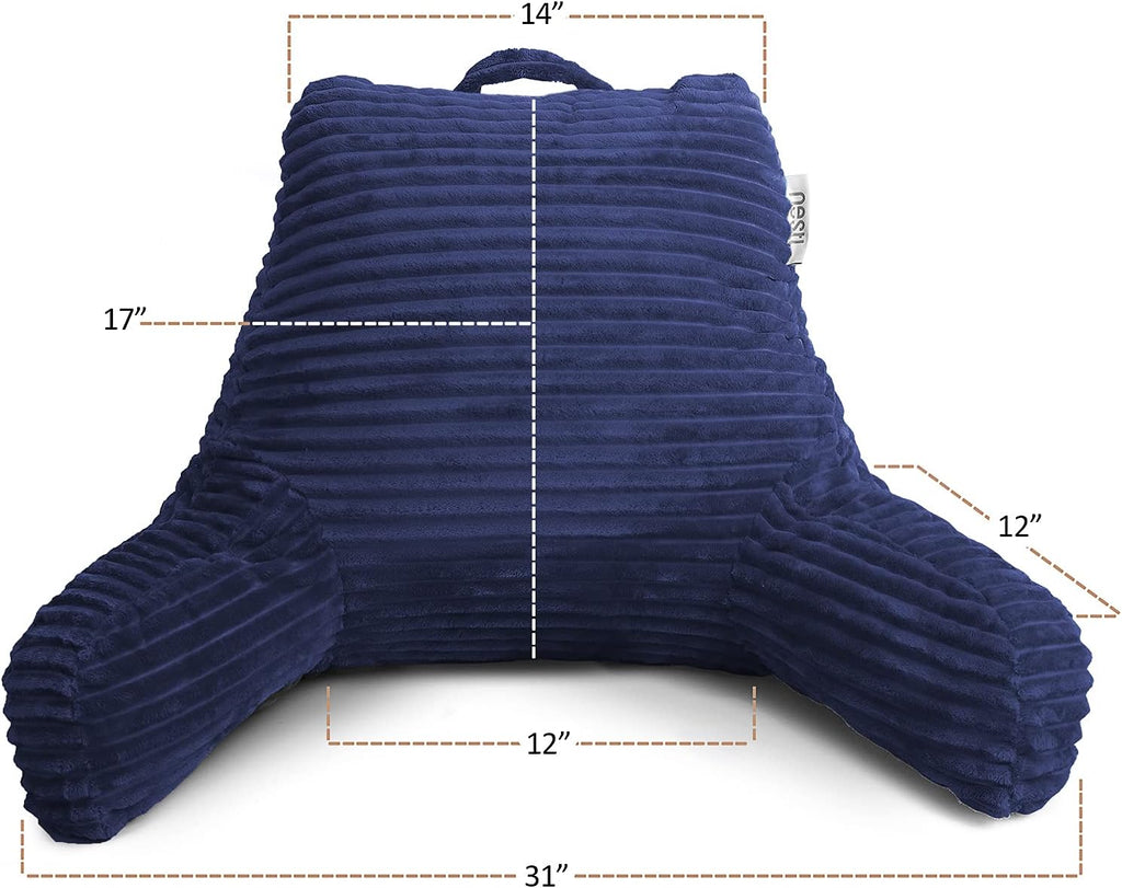 Nestl Reading Pillow with Shredded Memory Foam, Luxe Cut Plush Back Pillow for Sitting Up in Bed, Back and Arms Adjustable Support for…