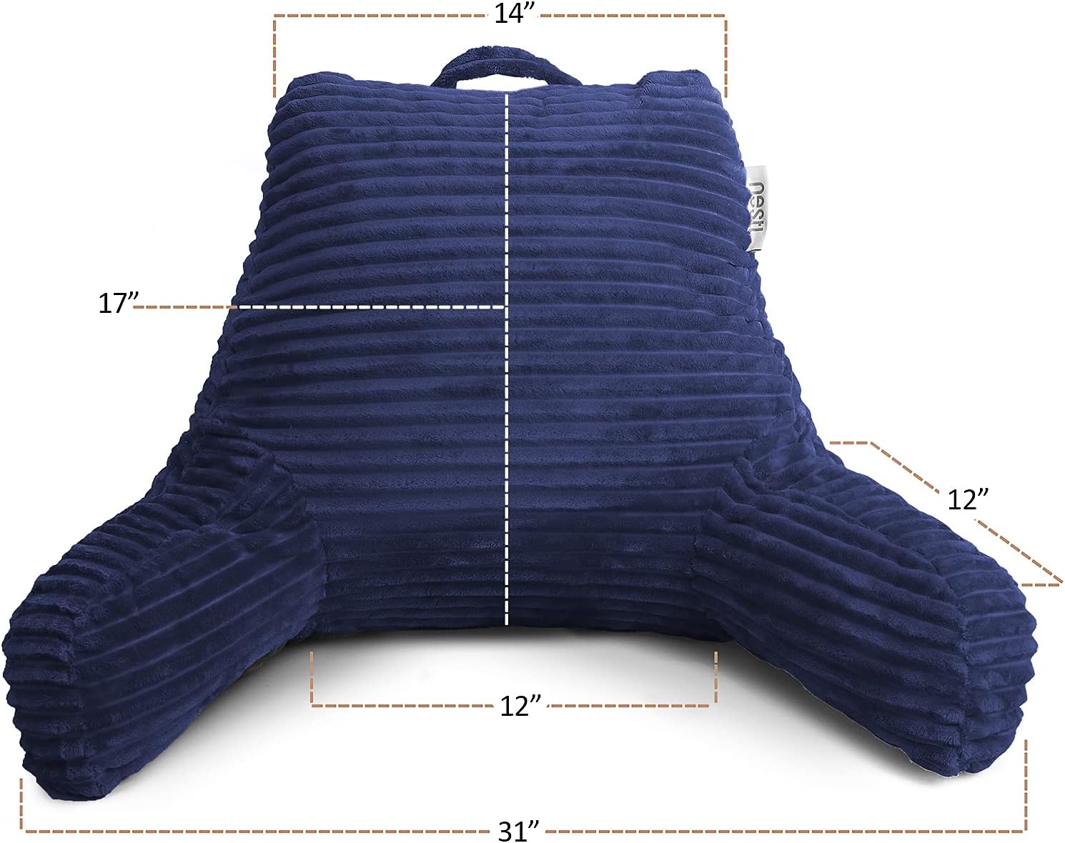 Nestl Reading Pillow with Shredded Memory Foam, Luxe Cut Plush Back Pillow for Sitting Up in Bed, Back and Arms Adjustable Support for…