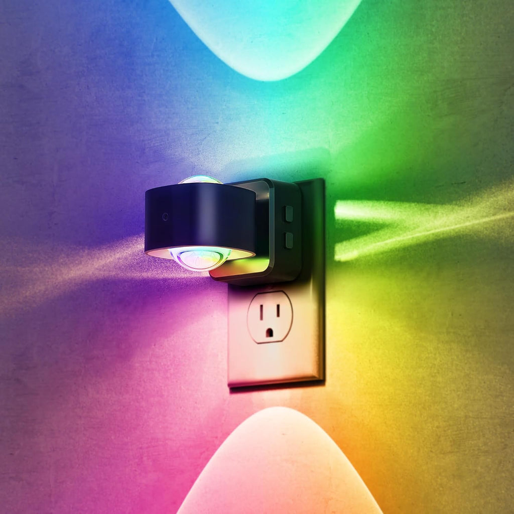 Briignite Night Light Projector, RGB Color Changing Night Light for Kids, 180° Rotating Night Lights Plug into Wall, Dusk to Dawn Sensor…