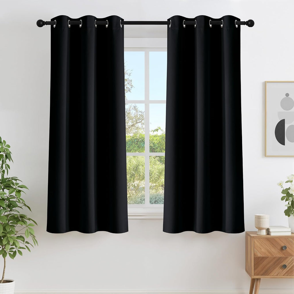 Nicetown Black Out Curtains 63 inches Long, Grommet Blackout Window Treatment Thermal Insulated Solid Room Darkening Drapes for Bedroom/Kit…