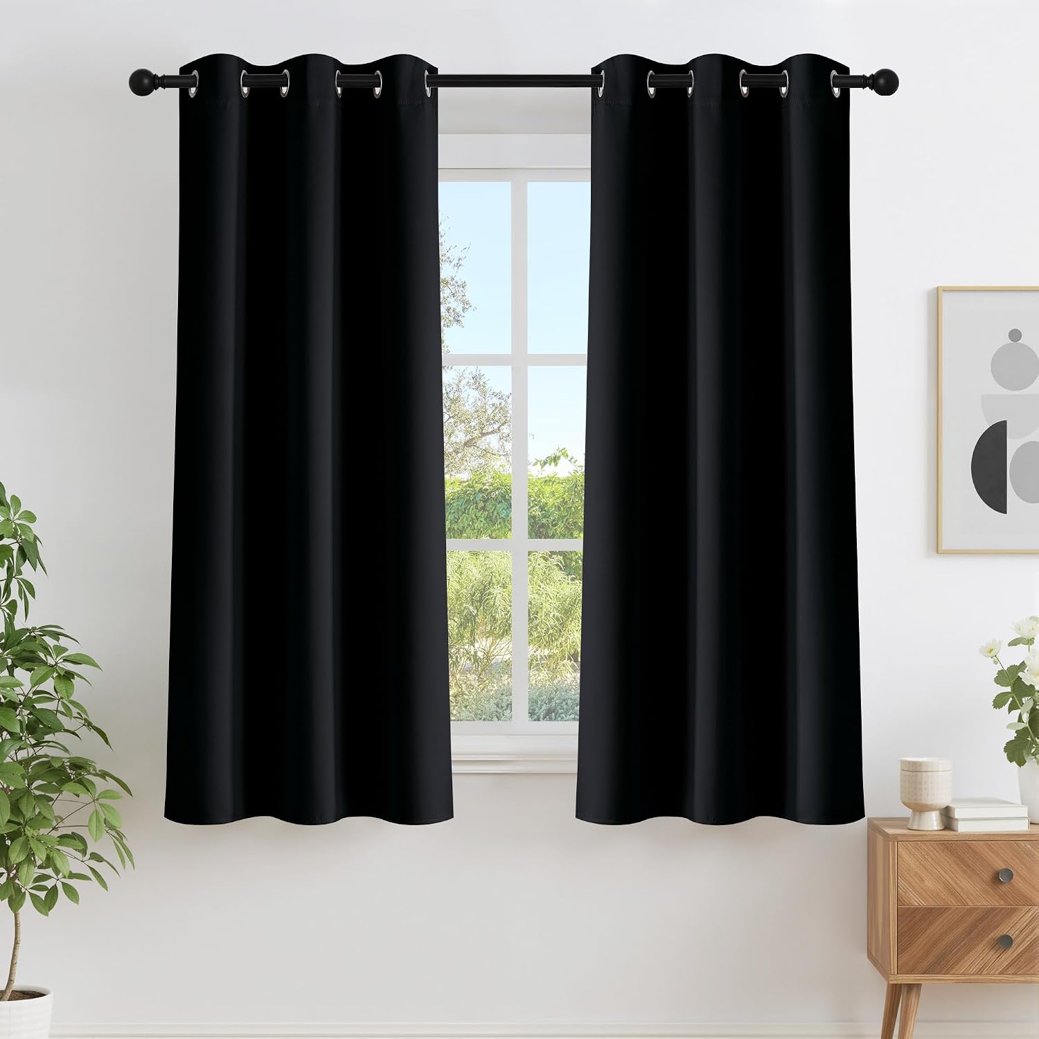 Nicetown Black Out Curtains 63 inches Long, Grommet Blackout Window Treatment Thermal Insulated Solid Room Darkening Drapes for Bedroom/Kit…