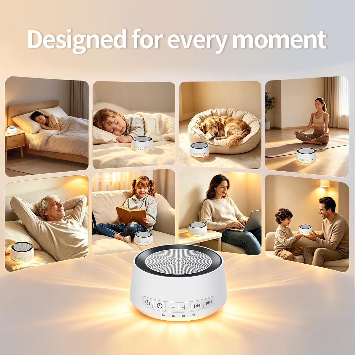 SoundMe Sound Machine Night Light White Noise Machine with 30 Soothing Sounds 12 Colors Night Light Sleep Machine for Baby Kids Adults Brow…