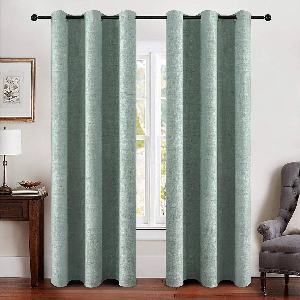 Miulee Linen Blackout Curtains and Drapes 100% Room Darken Thermal Insulated Grommet Window Panels with Coating 2 PCs W 42 x L 84 inches Se…
