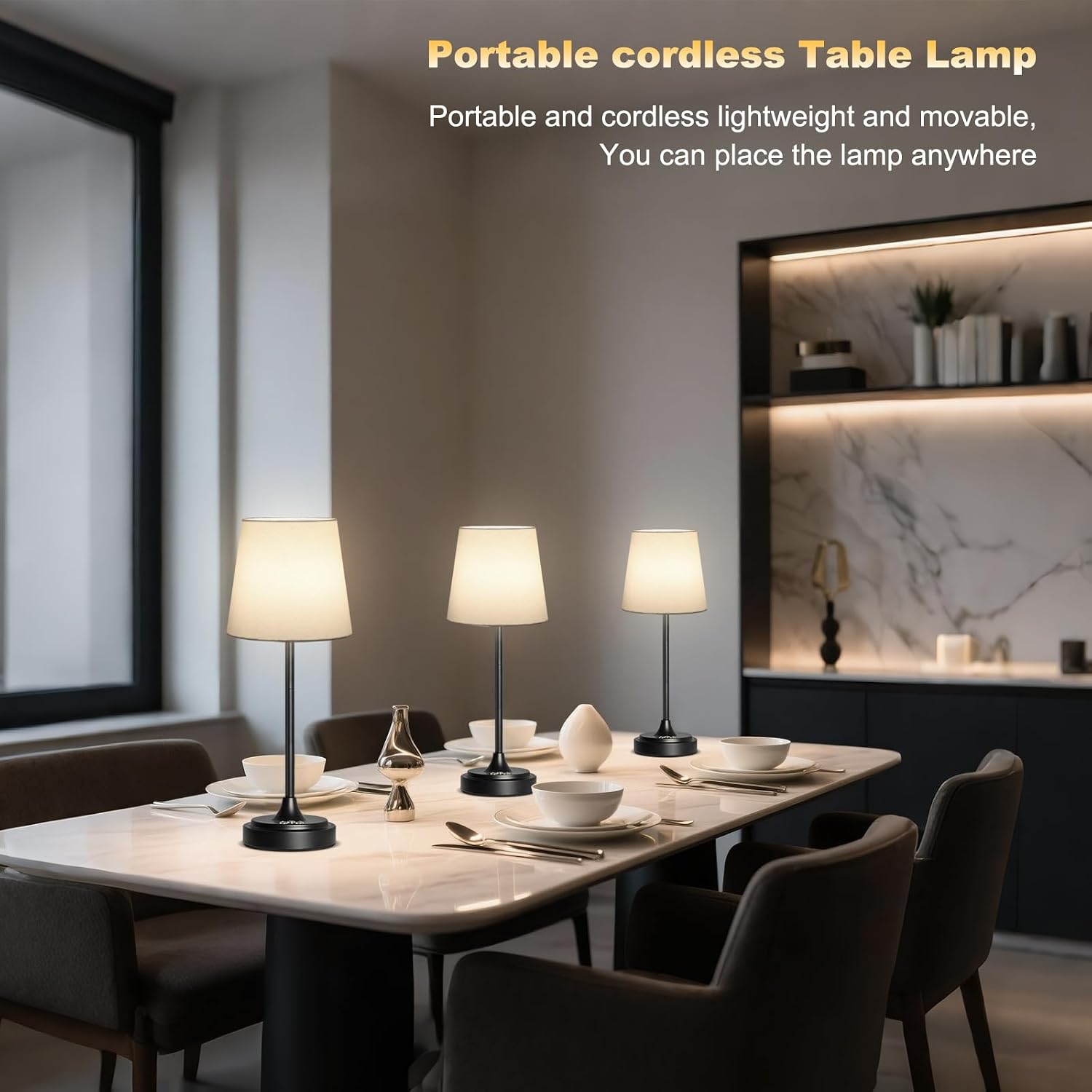 Wowag Cordless Table Lamp Rechargeable,5000mAh Battery Operated Desk Lamp,3 Colors & 7 RGB Stepless Dimmable, Touch Control Ambient Light…