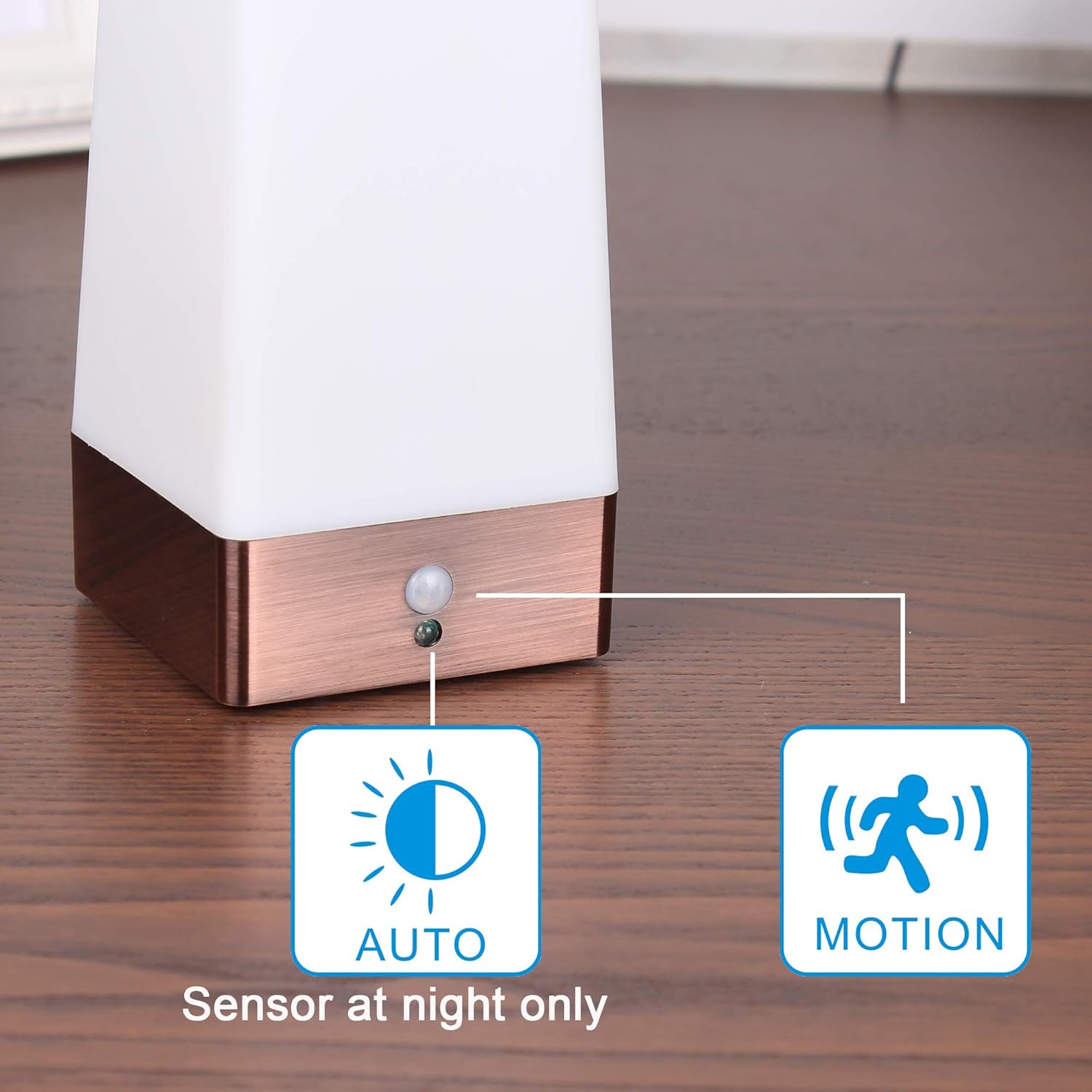 WRalwaysLX 3 Modes Battery Powered Small Table Lamp, Bedside Lamp Wireless PIR Motion Sensor LED Night Light, USE 3x1.5VAAA…