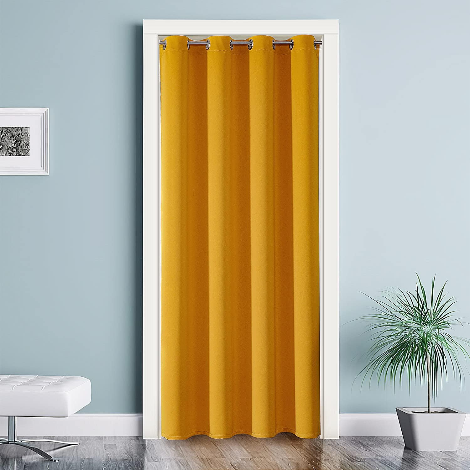 ChrisDowa Blackout Door Curtain for Doorway Privacy, Grommet Closet Curtain for bedroom closet door, Thermal Insulated Temporary Door Cover…