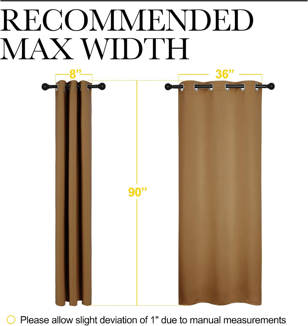 NICETOWN Sleek Blackout Curtains 90 inches Length for Windows, Noise Reducing and Block Draft Panels for Door Doorway Laundry Office…