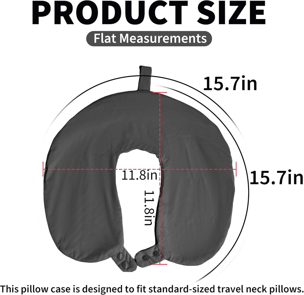 foiesfiuh Neck Pillow Cover – Cooling Ice Silk Travel Pillowcase with Double Snap, Soft, Washable & Lightweight, Fits U-Shaped Travel Pillo…