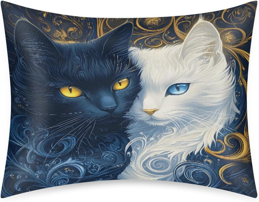 White Black Cat Satin Pillowcase for Hair and Skin Soft Silk Pillow Cases with Envelope Closure Cooling Pillow Case Slip 15.99 Pillow…