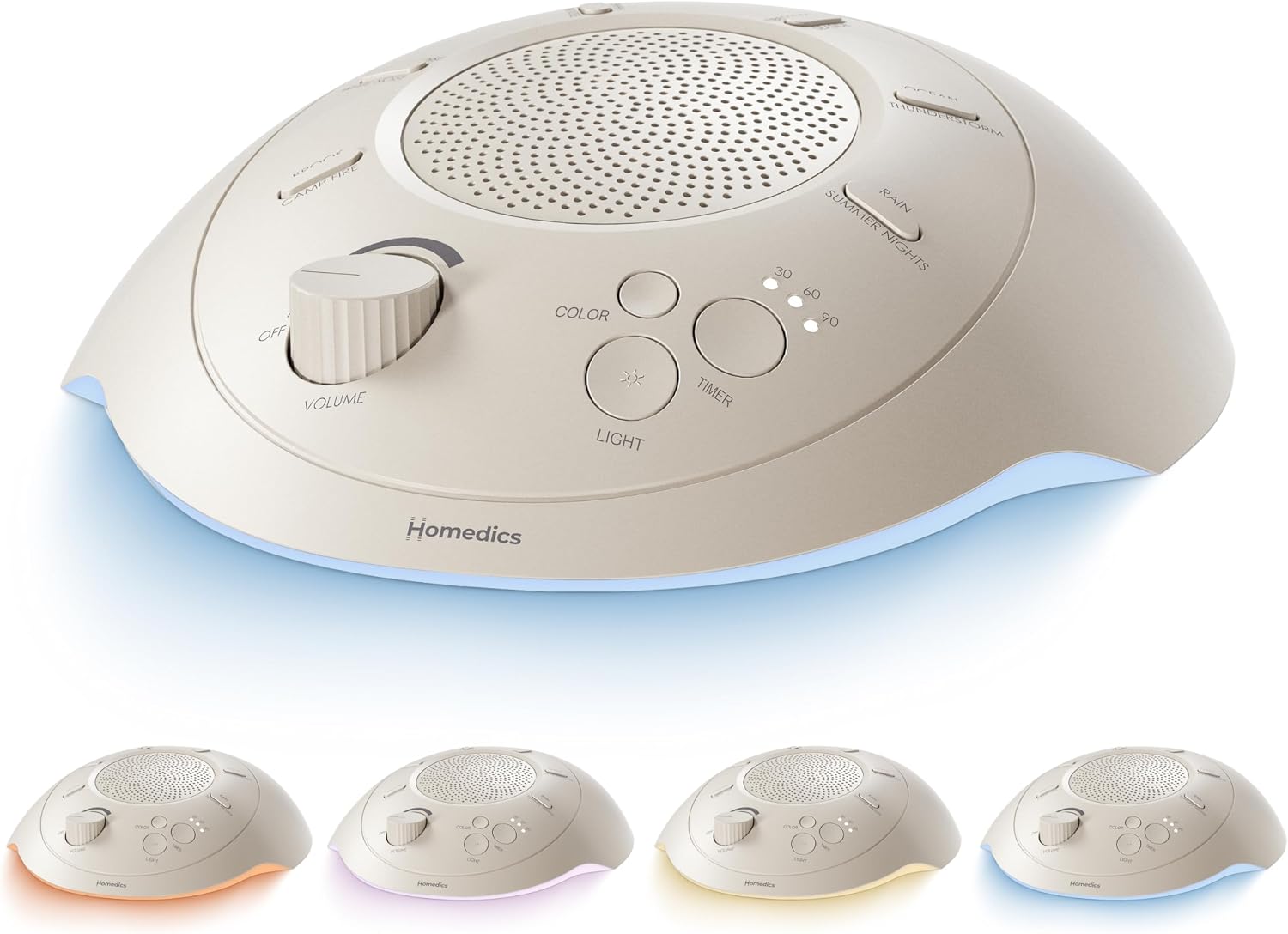 Homedics Sleep Better Portable Sound Machine, Night Light,12 Soothing Sounds Including White Noise, Rain, and Thunderstorm…