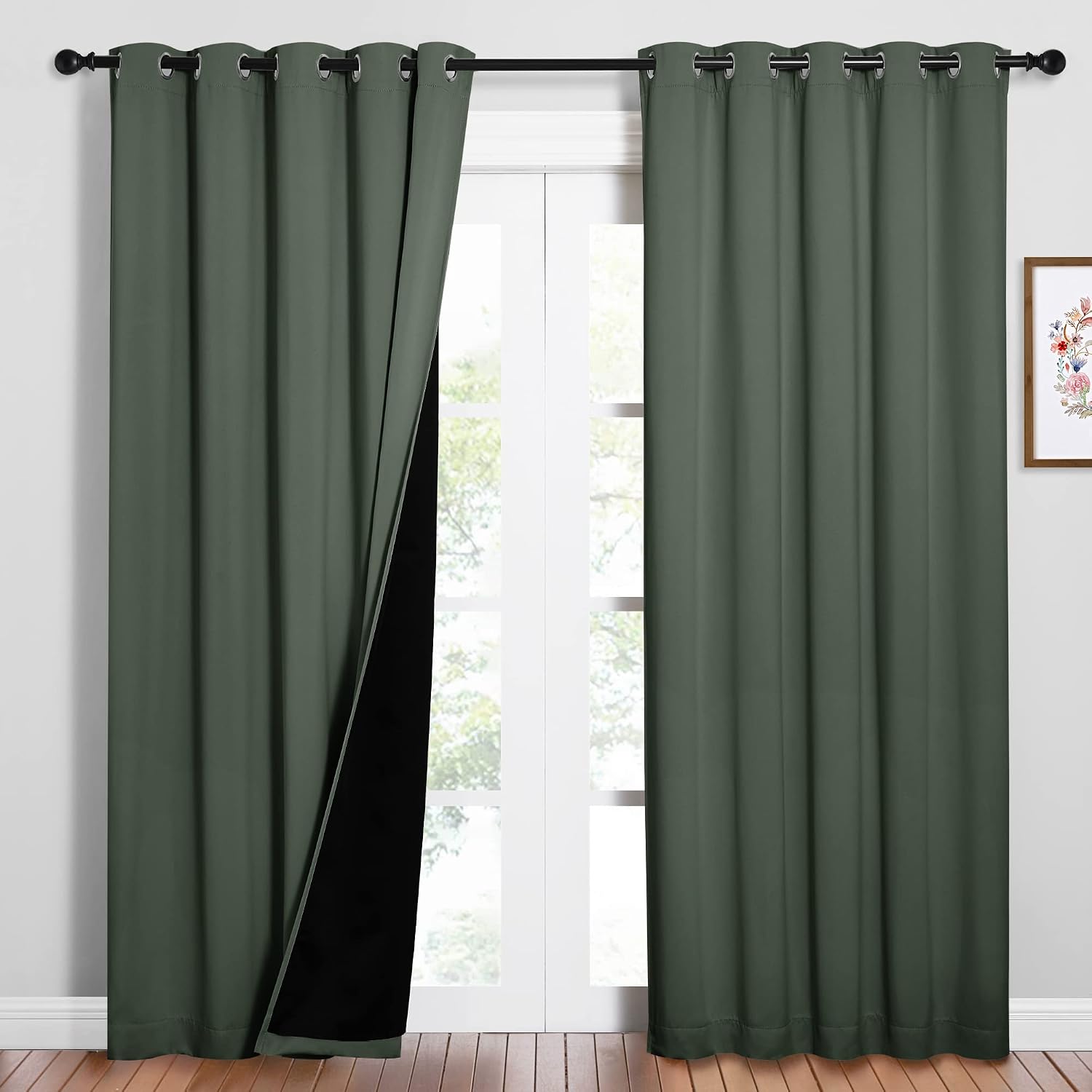 Nicetown 100% Blackout Window Curtain Panels, Cold and Full Light Blocking Drapes with Black Liner for Nursery, 84 inches Drop Thermal Insu…