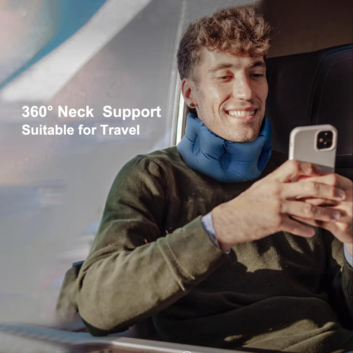 Inflatable Neck Pillow for Traveling on Plane, Inflatable Travel Pillows for Airplanes, Neck Pillow for Long Flight, Blow Up Neck Pillows…