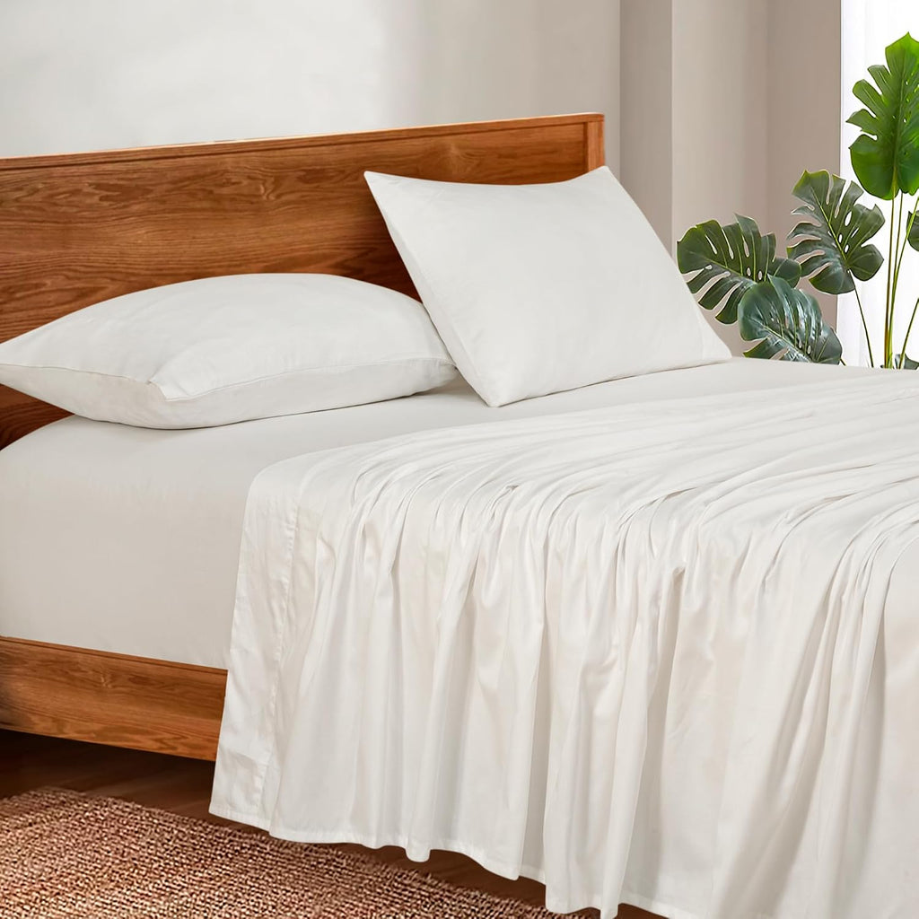 Royalelinens ROYALE LINENS 300 Thread Count Cotton Sateen Sheet Set - 4 Piece Twin XL Bed Sheets - 1 Fitted, 1 Flat & 2 Pillow Cases - Soft…