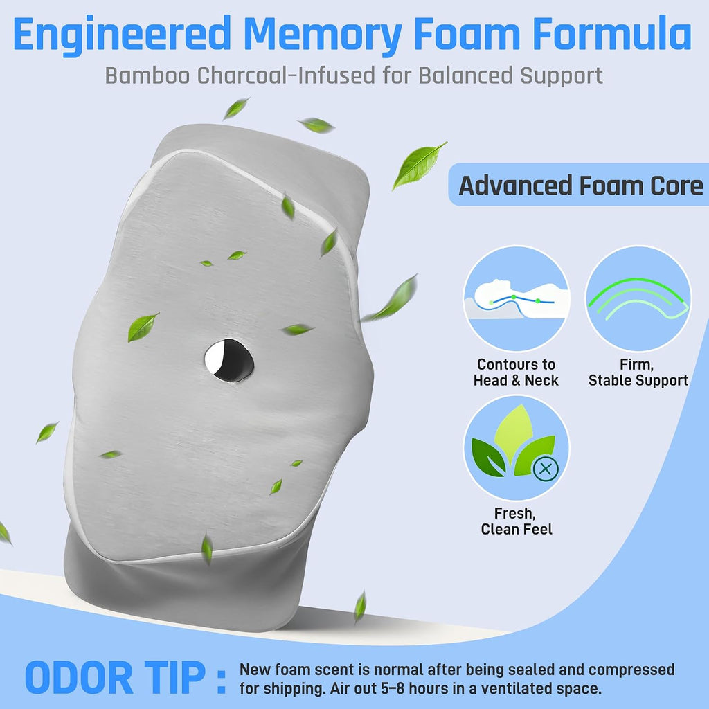 LEKEWNPersonalCare AlignCore Cervical Neck Pillow - Ergonomic Firm Memory Foam Bed Pillows for Sleeping, Neck Pillows for, Back and Side S…