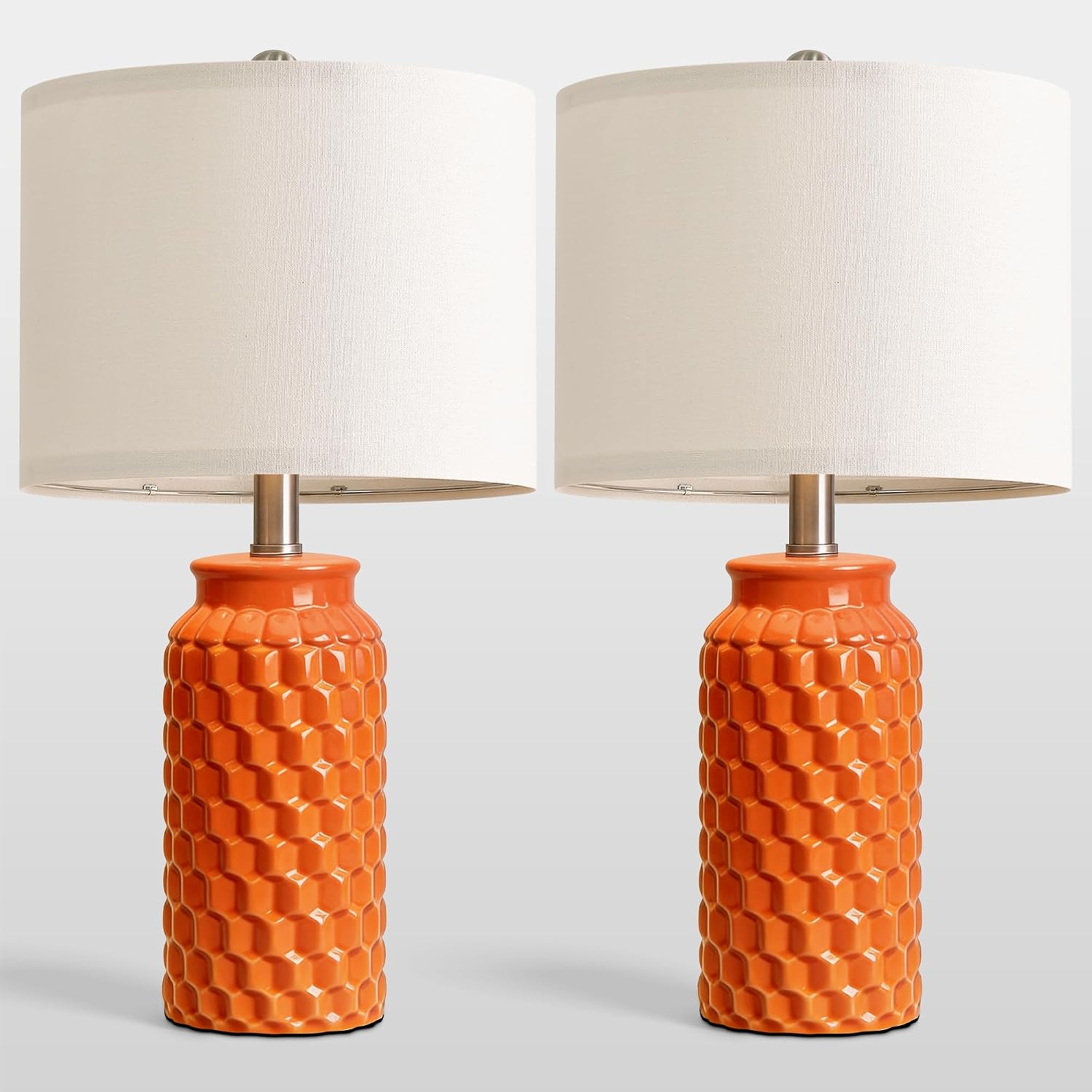 USumkky 20.5" Ceramic Table Lamps Set of 2, Modern Farmhouse Boho Bedside Lamps for Bedroom, Nightstand Lamps for Living Room End Tables…