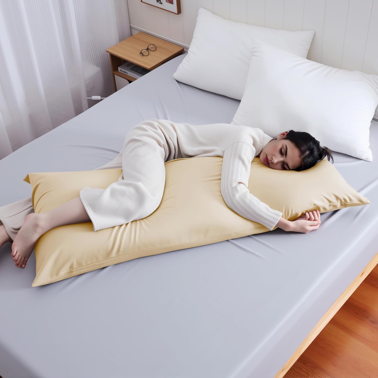 ShunjieHome Body Cooling Pillow Case, Viscose Derived from Bamboo Long Pillow Protectors, 400 TC Soft Silky Breathable Summer Body Pillowcas…