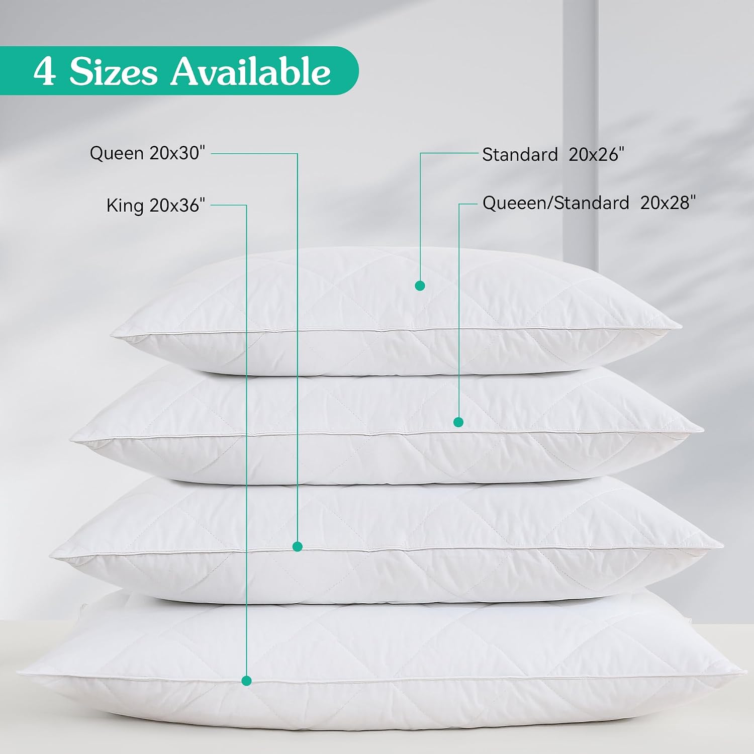 Three Geese White Goose Feather Cotton Pillows Queen Size Set of 1- Soft 600 Thread Count 100% Cotton, Medium Firm, Soft Support Surround…