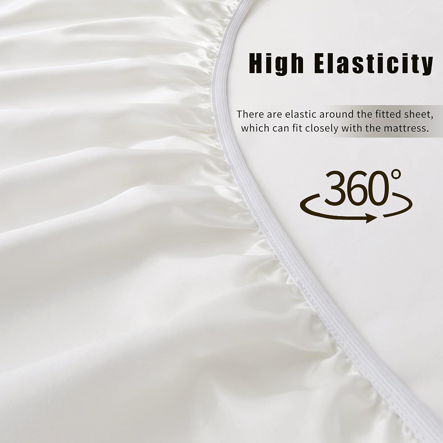VACVELT 4pcs Ivory White Satin Sheets Full Size Bed Set, 15 Inch Deep Pocket Silky Satin Sheet Set, Soft Satin Bedding Set Cooling &…