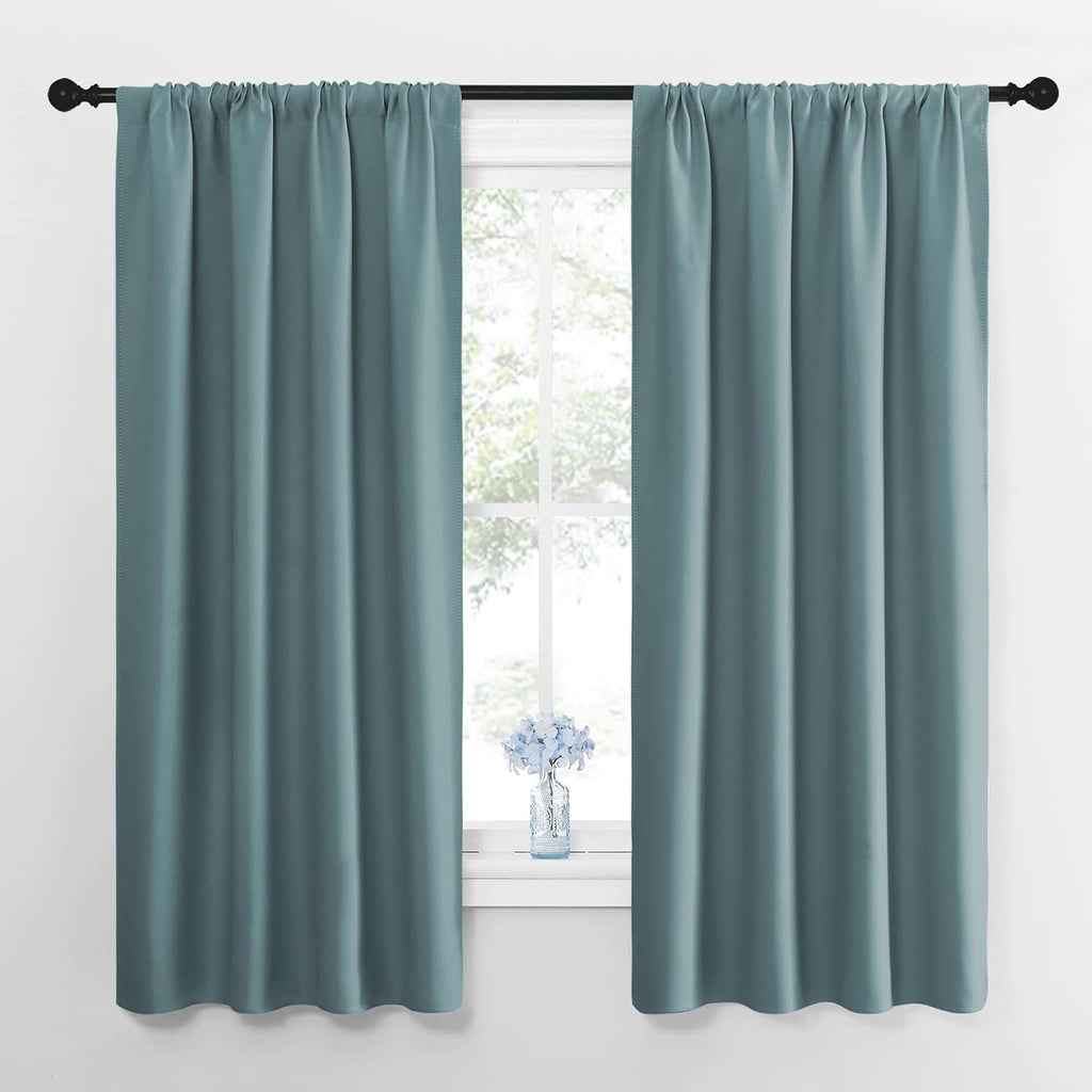 NICETOWN Greyish Blue Blackout Curtains Panels for Window, Thermal Insulated Rod Pocket Blackout Drapes/Draperies for Living Room (2…