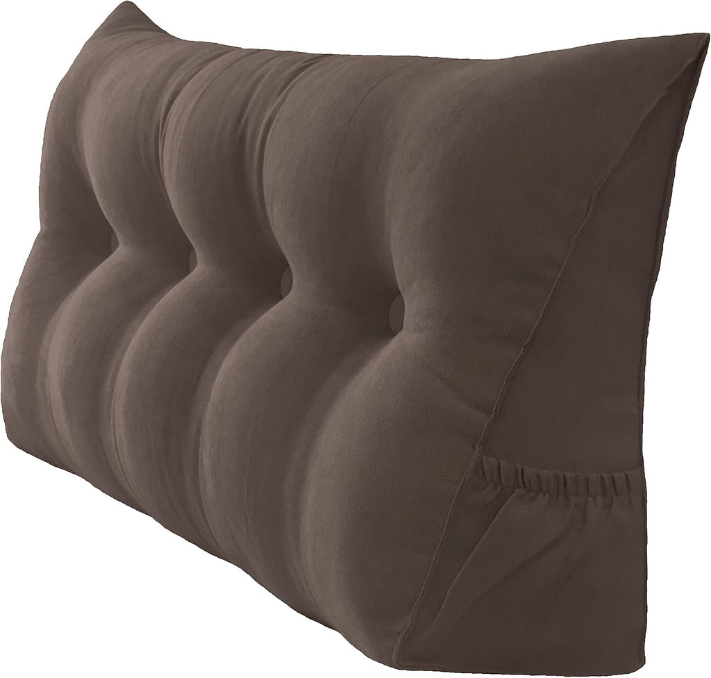 Peachwell Handmade Headboard Pillow- Triangular Wedge Support Large Bolster Cushion Headboard Backrest Pillow with Two Large Side Pockets…