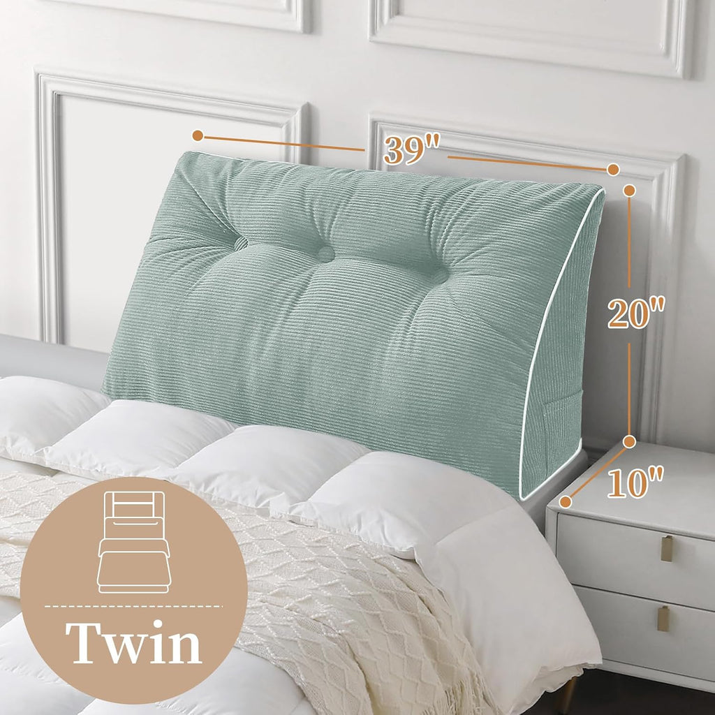 Sasttie Headboard Pillow Twin/Twin XL, Wedge Pillow Headboard for Dorm, Triangular Daybed Backrest Cushion for Sitting or Reading in Bed, w…