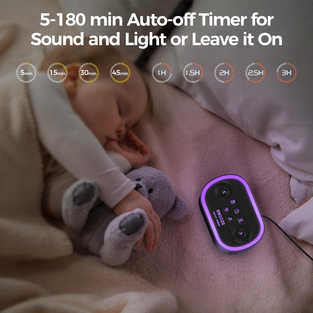 Reacher Digital Alarm Clock & White Noise Sound Machine, 21 Soothing Sounds, 7 Wake Up Sounds, 8 Night Lights, 32-Level Volume, 9 Sleep…