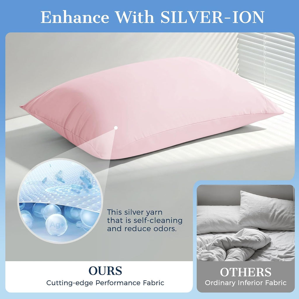 Cooling Pillow Cases 2 Pack Queen Size Cooling Pillowcases for Hot Sleeper Q-Max>0.5, Hydrates Skin & Hair, Reduces Wrinkles & Frizz…