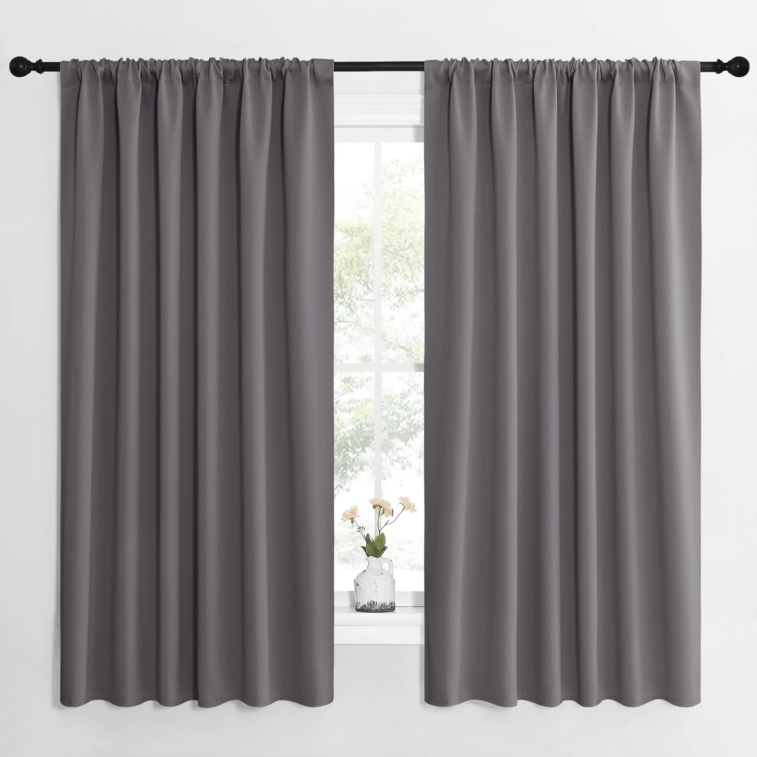 NICETOWN Blackout Curtain Panels for Window - Thermal Insulated Rod Pocket Blackout Drapes/Draperies for Dining Room (2 Panels, W62 x L63…