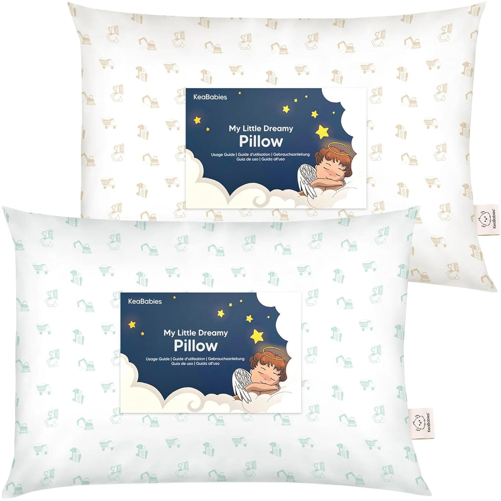 KeaBabies 2-Pack Toddler Pillows 2 Year Old to 5-13x18 Soft Organic Cotton Kids Pillow for Sleeping, Travel, School, Daycare, Nap…
