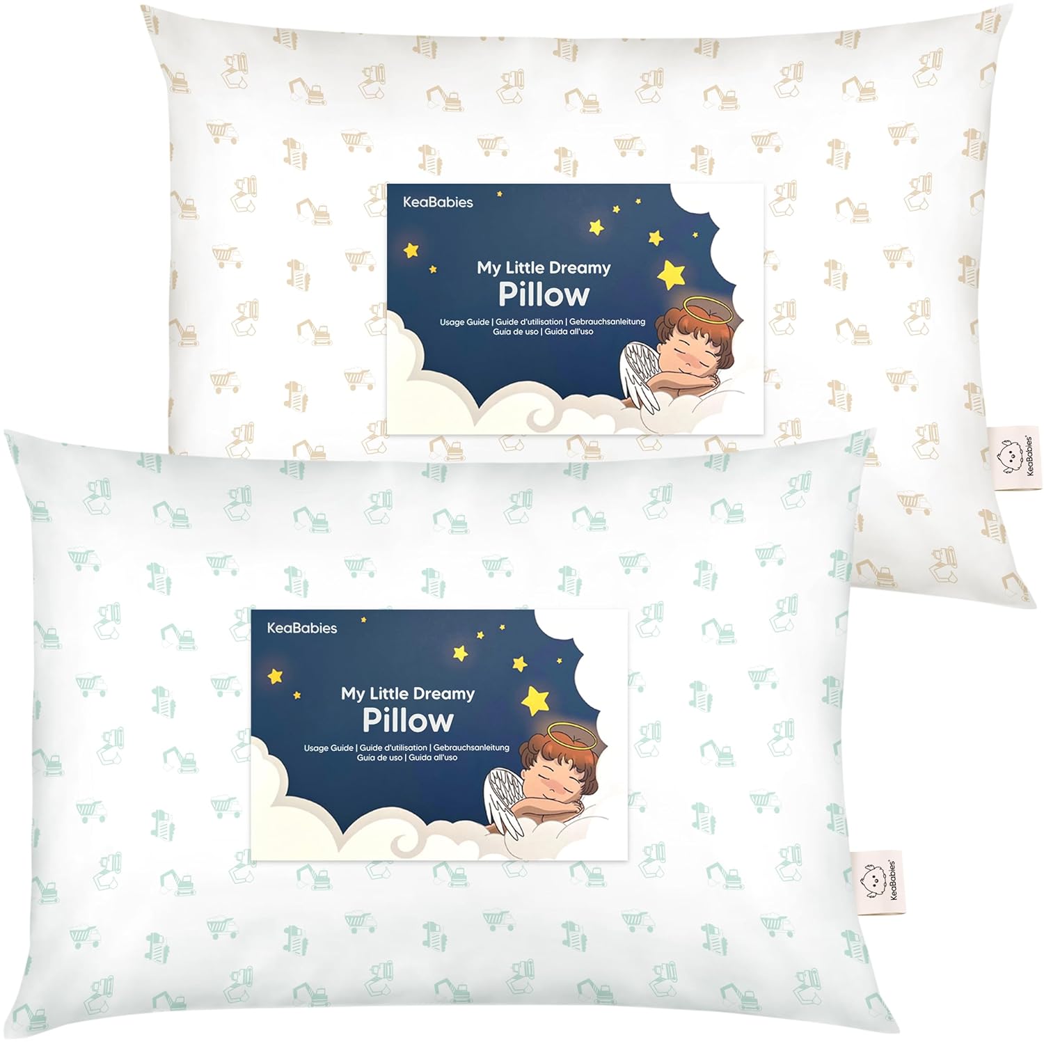 KeaBabies 2-Pack Toddler Pillows 2 Year Old to 5-13x18 Soft Organic Cotton Kids Pillow for Sleeping, Travel, School, Daycare, Nap…