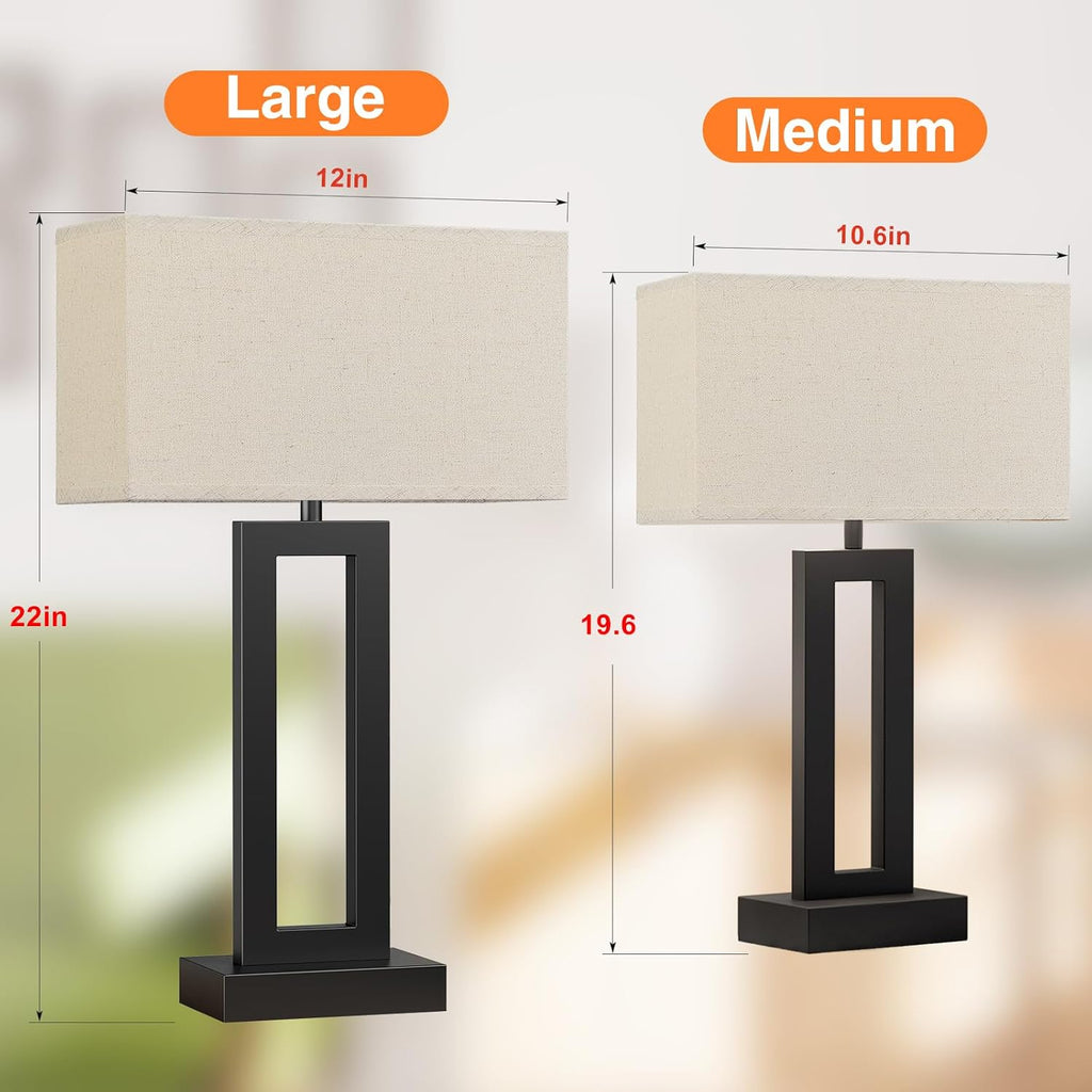 Seealle 22" Tall Living Room Lamps for Night Stands - Touch Bedside Lamp with USB C+A, 3 Way Dimmable Bedroom Lamps for End Tables Set of…