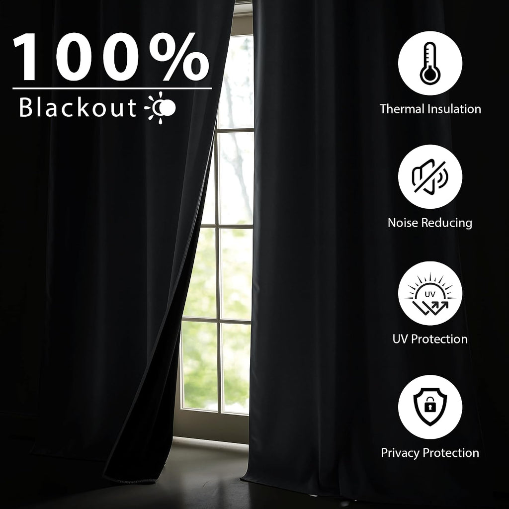 NICETOWN Grey Blackout Curtains for Bedroom 52 X 84 Inch Long 2 Panels Set Light Room Darkening Plylux Drapes for Living Room, Soundproof…