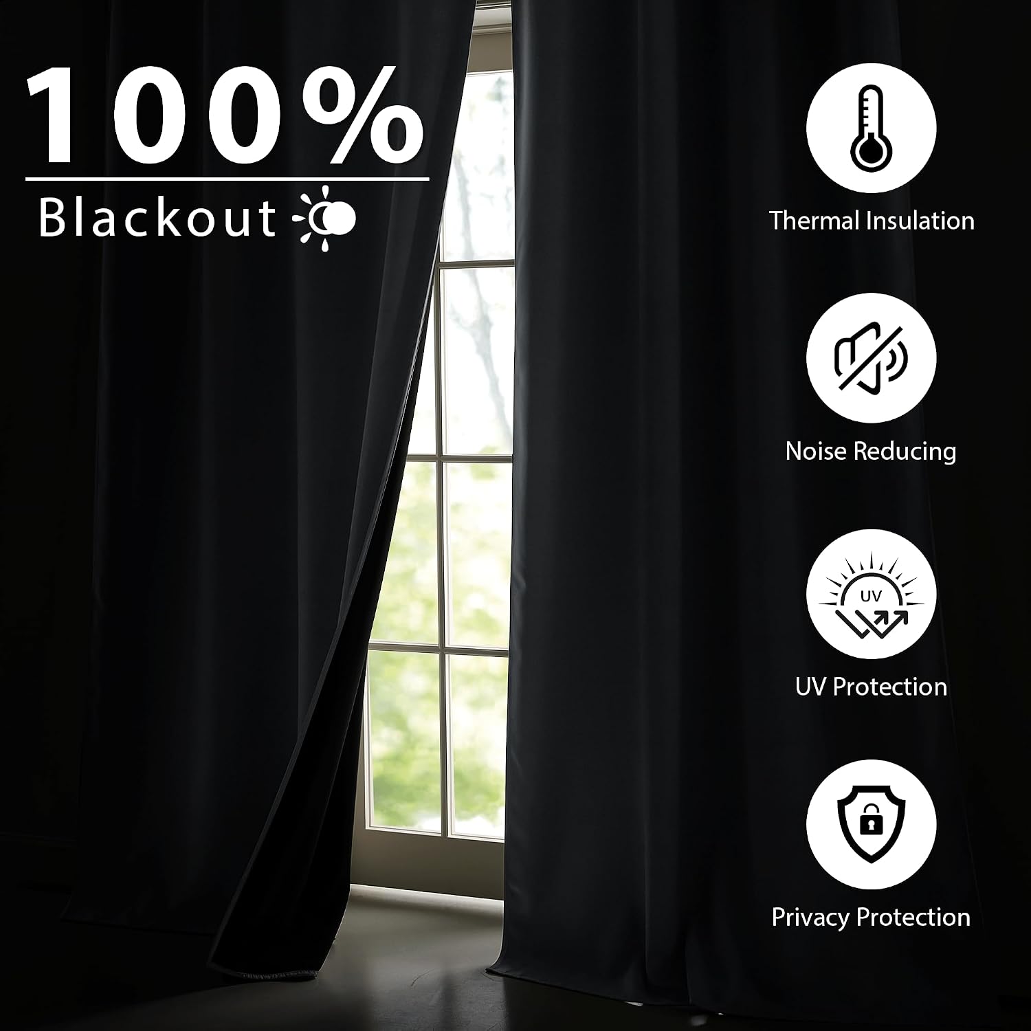 NICETOWN Grey Blackout Curtains for Bedroom 52 X 84 Inch Long 2 Panels Set Light Room Darkening Plylux Drapes for Living Room, Soundproof…
