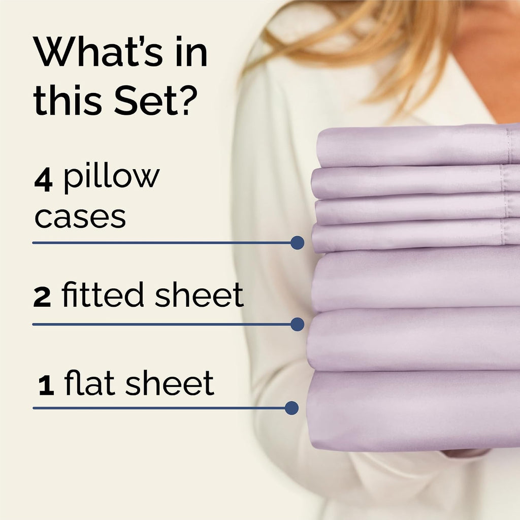 Split King 7 Piece Sheet Set - Comfy, Breathable & Cooling - Hotel Luxury Bedding for Women, Men, Kids, Teens and Children - 1 Flat & 2…