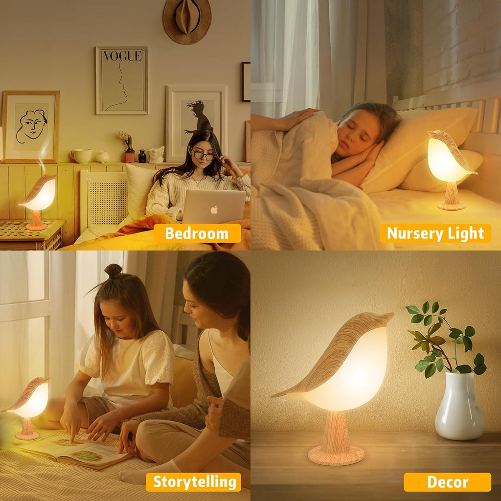 Deogos Small Desk Lamp, Cute Bird Light Cordless Lamp with 3 Color Temperature and Touch Sensor, Kids Night Light with Rechargeable…