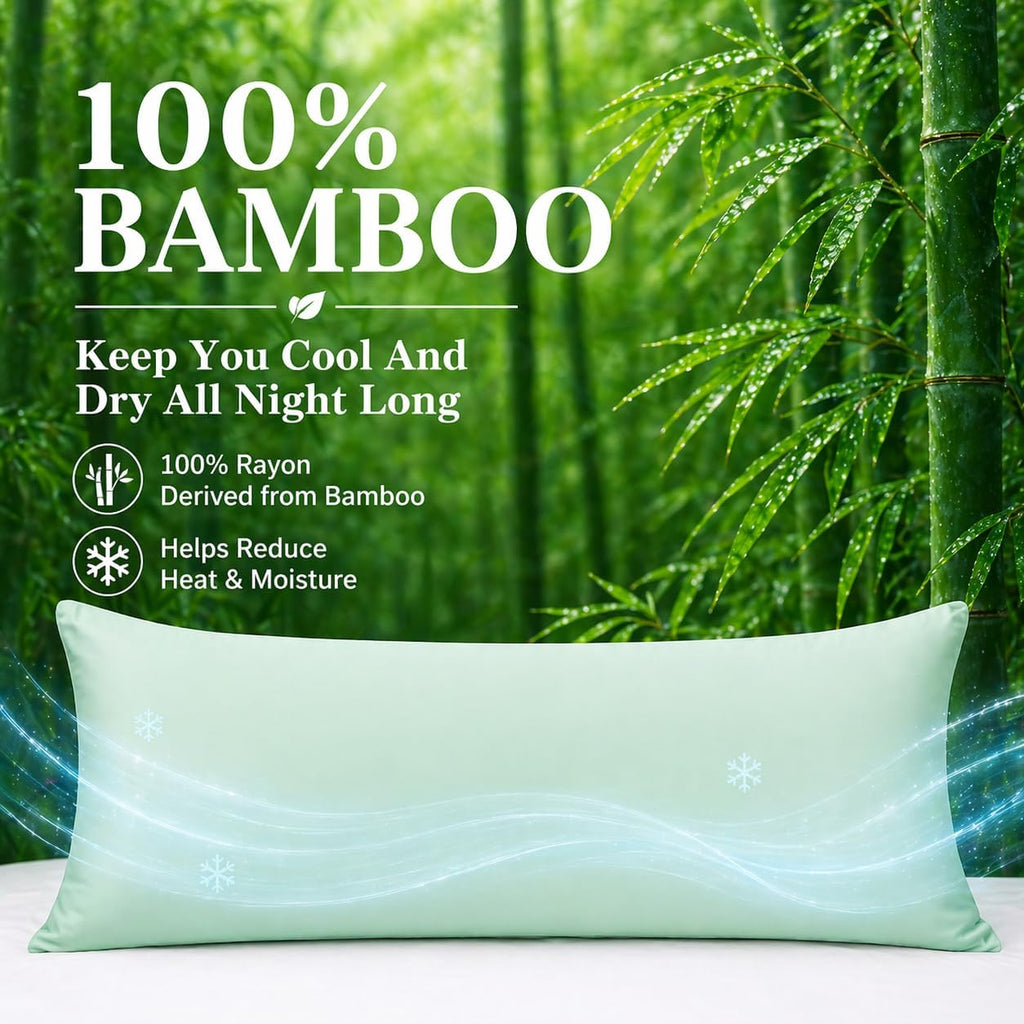 Evolive 100% Rayon Derived from Bamboo Cooling Breathable Body Pillow Cover/Pillowcases 21x54 inches with Hidden Zipper Closure (Milky Gree…
