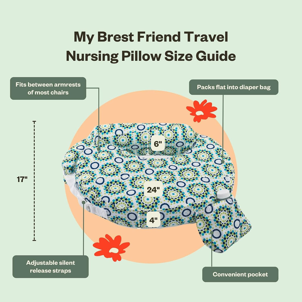 My Brest Friend Inflatable Travel Nursing Pillow For Breastfeeding, Bottlefeeding & Posture Support with Slipcover, Sparkles