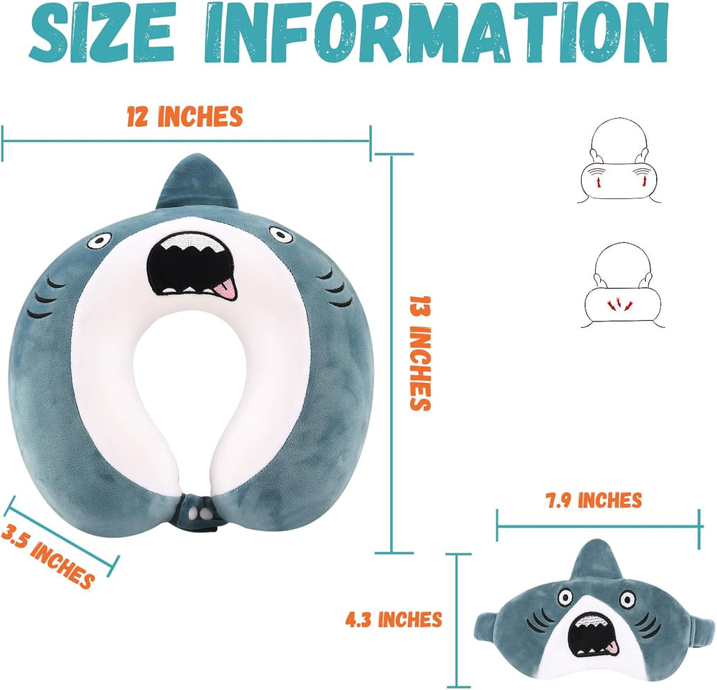 MissSoul Cute Travel Neck Pillow, Kids Neck Pillow for Travel with Sleep Eye Mask, Memory Foam Cartoon Flight Sleeping Headrest Pillow for…