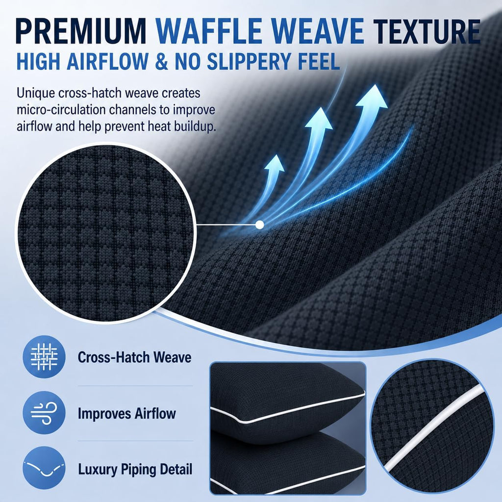 Cieltown Cooling Pillow Cases for Hot-Sleepers: Q-Max ≥0.4 Nylon Spandex Cool-to-Touch for Night Sweats - Waffle Weave for Dry & Com…