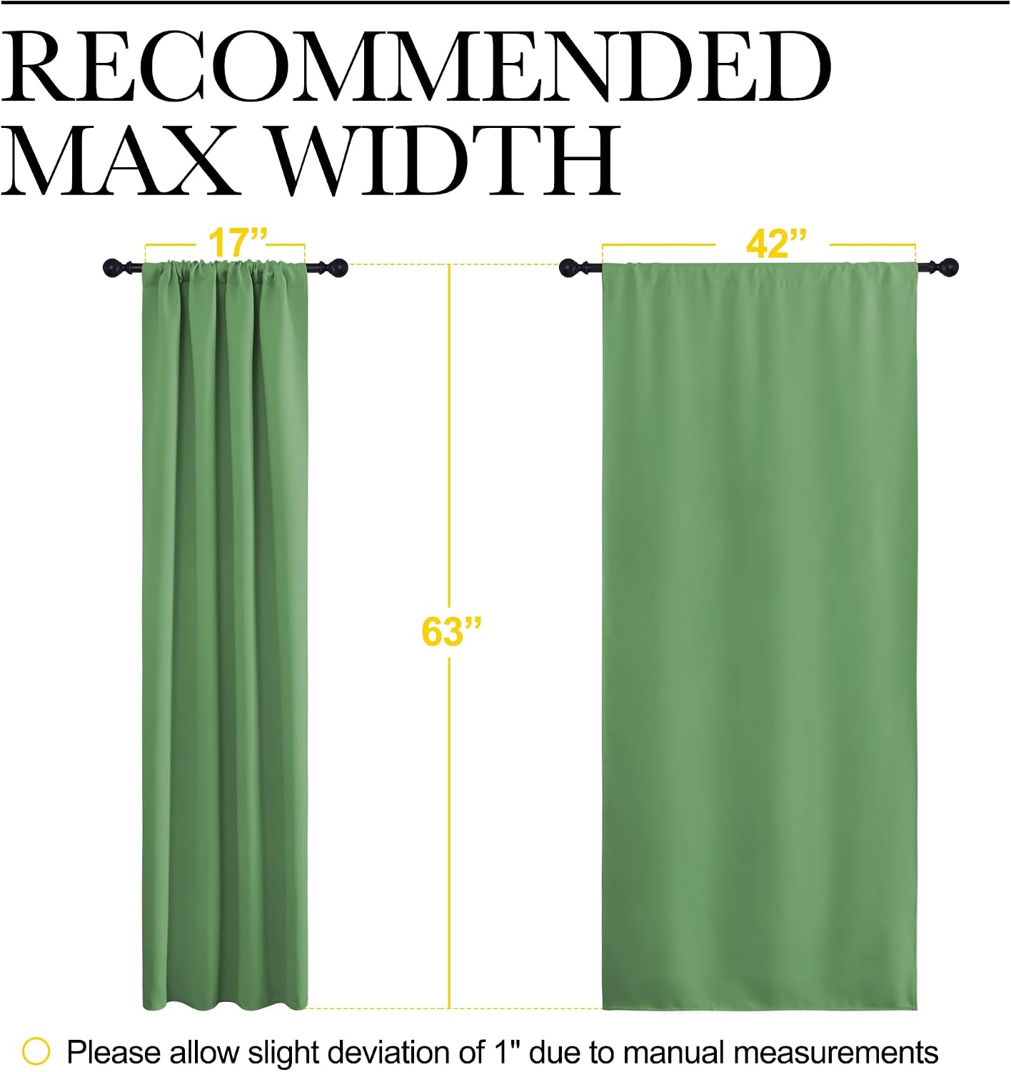 Nicetown Blackout Curtains for Living Room, Froest Green, 2 Panels, 42 by 63, Darkening Window Curtain Panels, easy maintenance Solid…