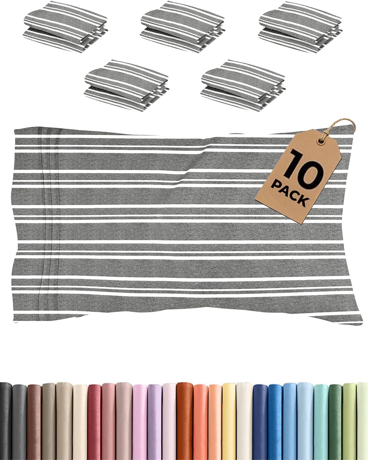 Queen Pillow Cases Set of 10 - Ultra Soft Hotel Quality Pillowcase Covers - Comfy & Wrinkle Free - Shrink & Fade Resistant - Machine…