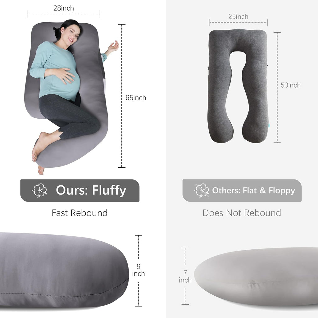 Moonpark MOON PARK Pregnancy Pillows for Sleeping - U Shaped Full Body Maternity Pillow with Removable Cover - Support for Back, Legs, Bell…