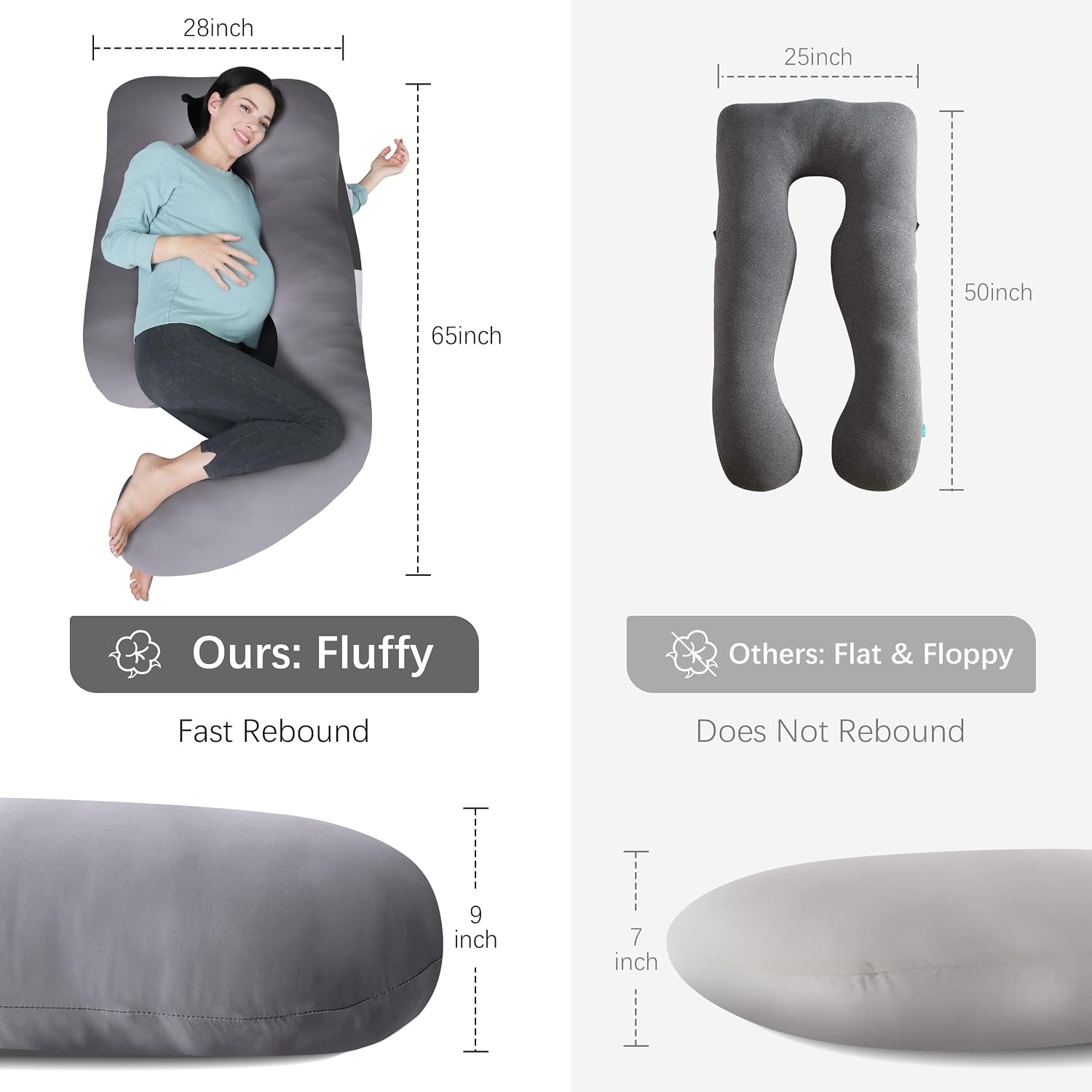 Moonpark MOON PARK Pregnancy Pillows for Sleeping - U Shaped Full Body Maternity Pillow with Removable Cover - Support for Back, Legs, Bell…